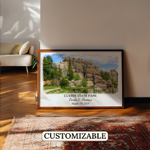 Custer State Park South Dakota Poster, Watercolor Poster
