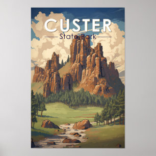 Custer State Park South Dakota Reis Kunst Vintage Poster