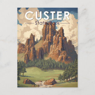 Custer State Park South Dakota Travel Art Vintage Briefkaart