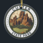 Custer State Park South Dakota Travel Art Vintage Keramisch Ornament<br><div class="desc">Custer State Park vector artwork ontwerp. Het is een natuurreservaat in de Black Hills in de staat South Dakota.</div>