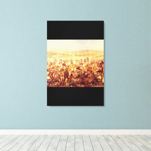 Custer's last Fight', Onbekend_Art van Amerika Canvas Afdruk (Insitu (Houten vloer))