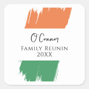 Custo Ierse Achternaam Familie Reünie Vierkante Sticker