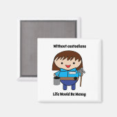 Custodian conciërge vrouw grappig magneet (Voorkant / Achterkant)