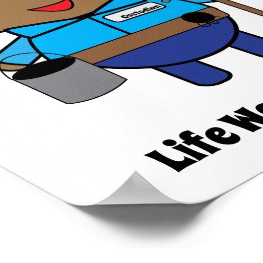 Custodian Janitor Black Male Kawaii Funny Poster (Hoek)