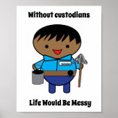 Custodian Janitor Black Male Kawaii Funny Poster (Voorkant)