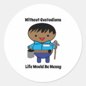 Custodian Janitor Black Mannelijk Leven Messy Grap Ronde Sticker (Voorkant)