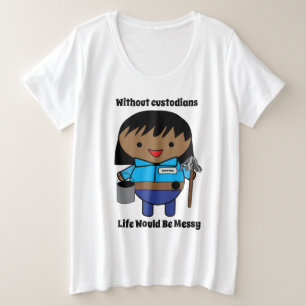 Custodian Janitor Black Woman Personalize Grote Maat T-shirt