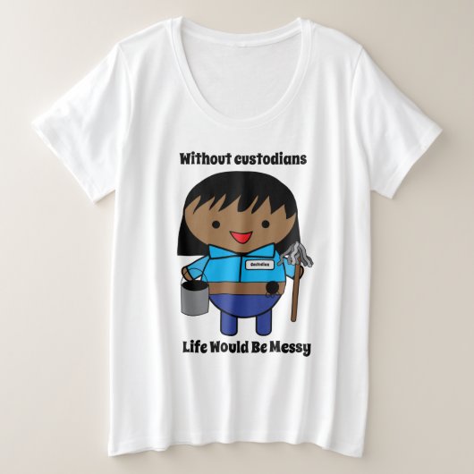 Custodian Janitor Black Woman Personalize Grote Maat T-shirt (Design voorkant)