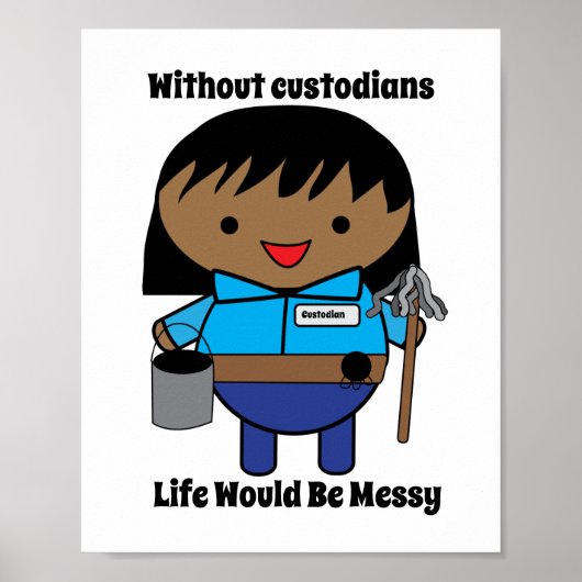 Custodian Janitor Funny Black Vrouw Poster (Voorkant)