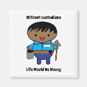 Custodian Janitor Life Messy Black Male Magneet (Voorkant)
