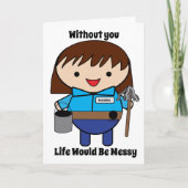 Custodian Janitor Vrouw Personaliseer Kaart (Voorkant)