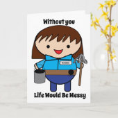 Custodian Janitor Vrouw Personaliseer Kaart (Gele Bloem)