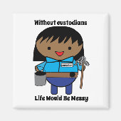 Custodian Janitor Vrouwen Zwart Kawaii Personalise Magneet (Voorkant)