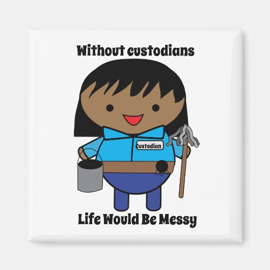 Custodian Janitor Vrouwen Zwart Kawaii Personalise Magneet (Voorkant)