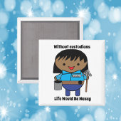 Custodian Janitor Vrouwen Zwart Kawaii Personalise Magneet