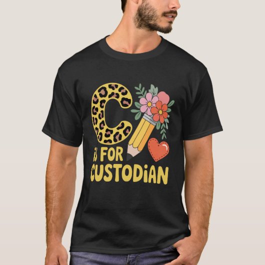 Custodian Leopard Janitor and Flowers T-shirt (Voorkant)