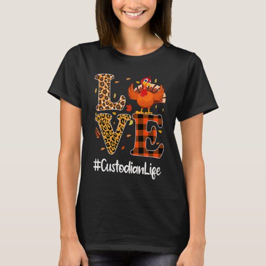 Custodian Life Love Thanksgiving Leopard Turkey Au T-shirt (Voorkant)