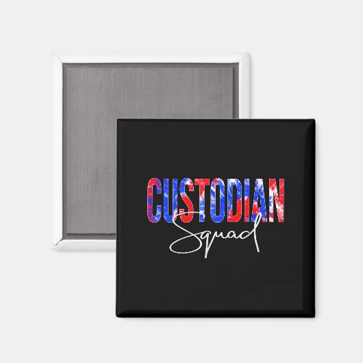 Custodian Squad Tie Dye Back To School Women Appre Magneet (Voorkant / Achterkant)
