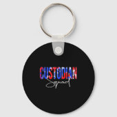 Custodian Squad Tie Dye Back To School Women Appre Sleutelhanger (Voorkant)