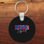 Custodian Squad Tie Dye Back To School Women Appre Sleutelhanger (Voorkant)