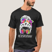Custodian Squad Tie Dye Messy Bun Meisje School Cl T-shirt (Voorkant)