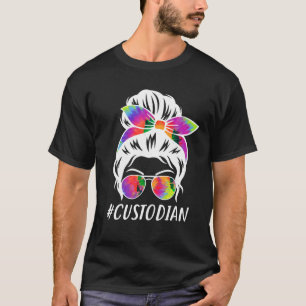 Custodian Squad Tie Dye Messy Bun Meisje School Cl T-shirt