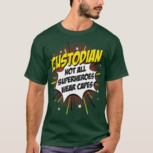 Custodian Superheld Comic Superpower Gift T-shirt (Voorkant)