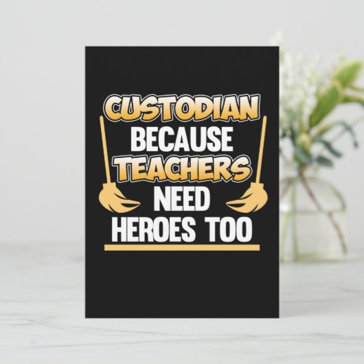Custodian Teacher Hero School Caretaker Janitor Gr Bedankkaart (Staand voorkant)