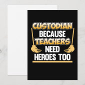 Custodian Teacher Hero School Caretaker Janitor Gr Bedankkaart (Voorkant / Achterkant)