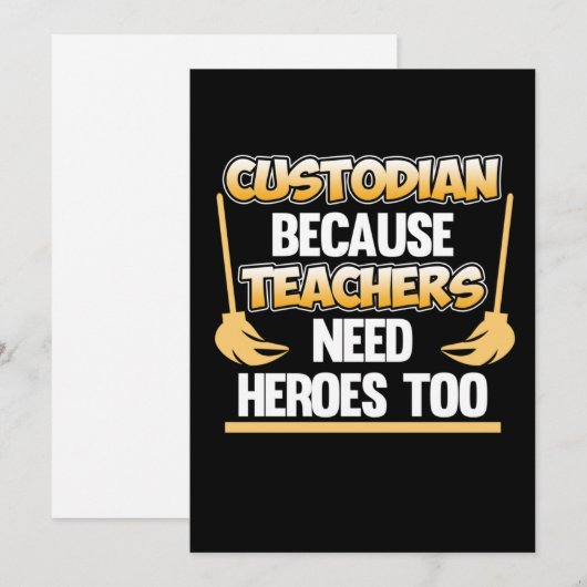 Custodian Teacher Hero School Caretaker Janitor Gr Bedankkaart (Voorkant / Achterkant)