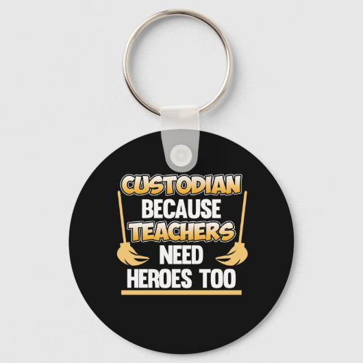 Custodian Teacher Hero School Caretaker Janitor Gr Sleutelhanger (Voorkant)