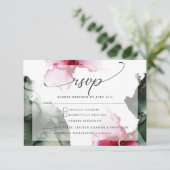 Custom4 Crimson en Sage Green Waterverf RSVP Kaartje (Staand voorkant)