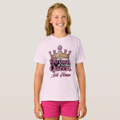 Custom 100 Days of School Queen Pink Crown Girly  T-shirt (Voorkant volledig)