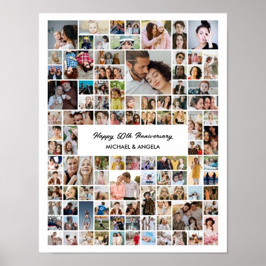 Custom 100 Photo Collage Birthday Anniversary Gift Poster (Voorkant)