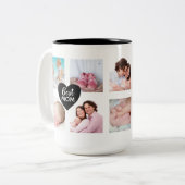 Custom 10 Fotocollage Beste Mum Zwart Hart Tweekleurige Koffiemok (Voorkant links)
