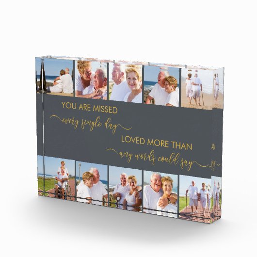 Custom 10 Fotocollage Herinnering Gedicht Grijs Fotoblokken (Rechts)