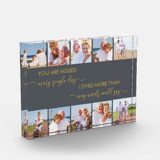 Custom 10 Fotocollage Herinnering Gedicht Grijs Fotoblokken (Links)