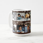 Custom 10 fotocollage jouw tekst familie rustiek koffiemok (Voorkant links)