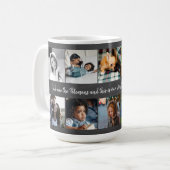 Custom 10 fotocollage jouw tekst familie rustiek koffiemok (Voorkant links)