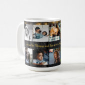 Custom 10 fotocollage jouw tekst familie rustiek koffiemok (Voorkant links)