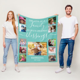 Custom 11 Photo Collage Family Love Quote Blauwgro Fleece Deken