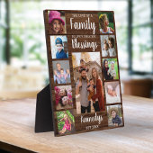 Custom 11 Photo Collage Family Quote Dark Wood Fotoplaat