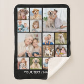 Custom 14 Photo Collage Personalized Black Sherpa Deken (Voorkant)