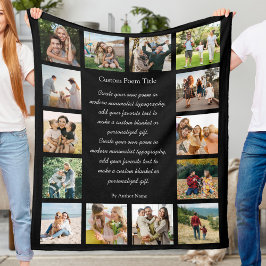 Custom 14 Photo Collage Poem Fleece Deken