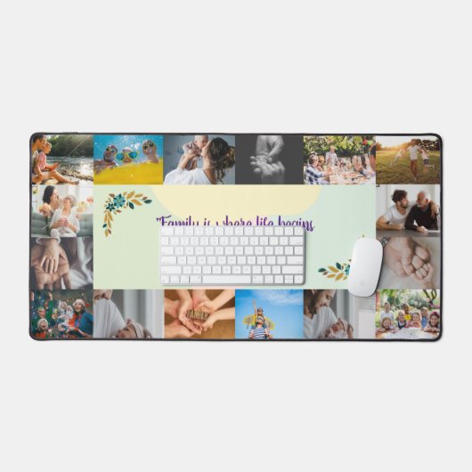 Custom 16 Fotocollage Gepersonaliseerde bureaumat (Keyboard & Muis)