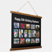 Custom 16 Fotocollage Verjaardagsfeest Hangend Wandkleed (Gebogen)