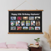 Custom 16 Fotocollage Verjaardagsfeest Hangend Wandkleed (Slaapkamer)