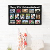 Custom 16 Fotocollage Verjaardagsfeest Spandoek (Insitu)