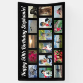 Custom 16 Fotocollage Verjaardagsfeest Spandoek (Verticaal)