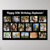 Custom 16 Photo Collage Happy Birthday Party Poster (Voorkant)